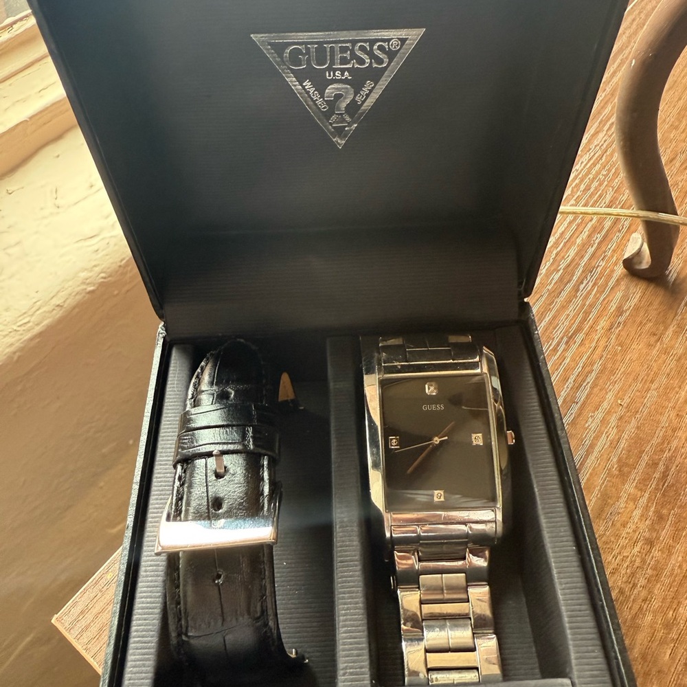 Guess Silver and Black Men's Watch